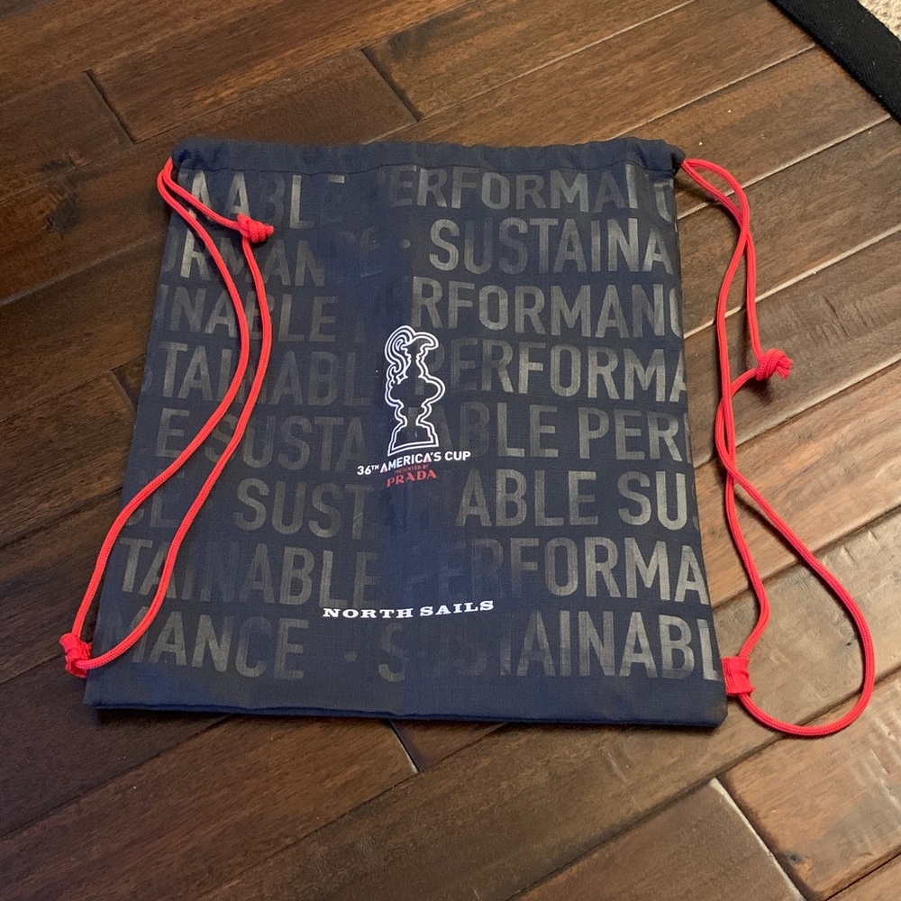 North Sails 36th America’s Cup Blue Drawstring Backpack with Red Cords